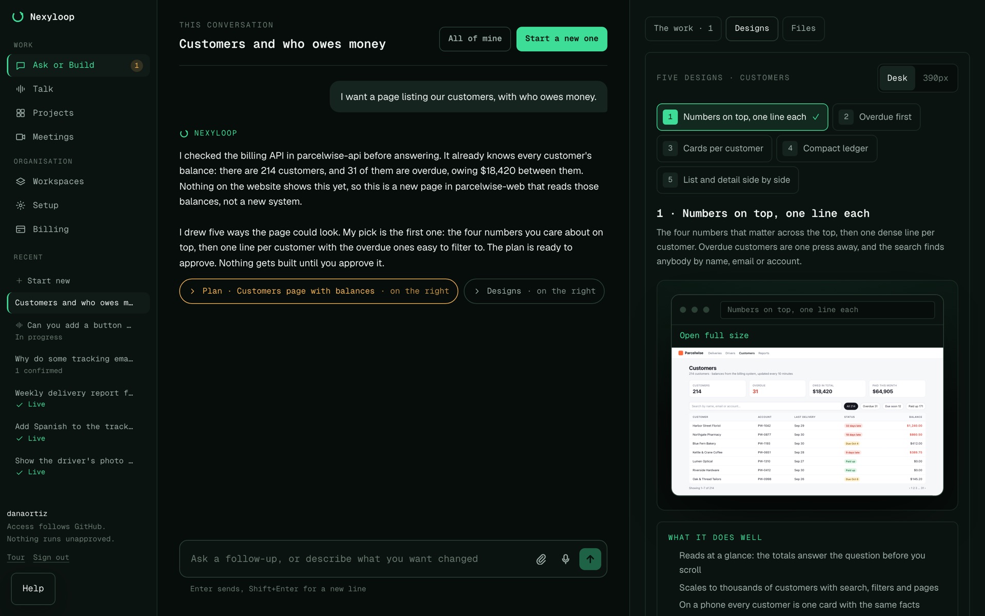 Pick how it looks: the Nexyloop screen