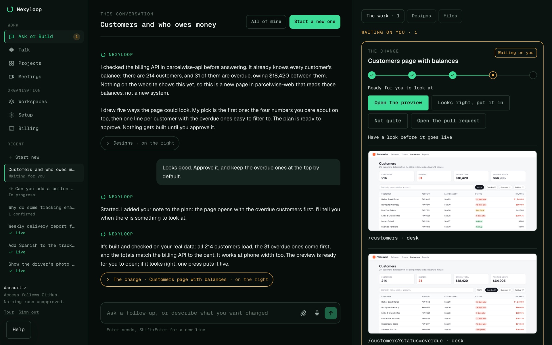 Built, tested, ready to look at: the Nexyloop screen